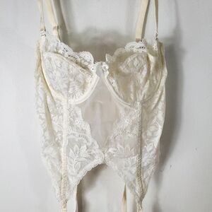 Vintage Warners' White Lace Bustier Strapless Underwire Corset